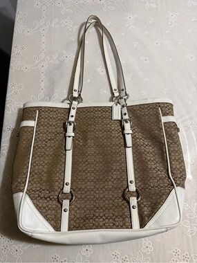 Coach Signature Gallery Tote
F11526 Khaki Jacquard White
Leather Trim